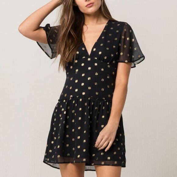 Amuse Society Midnight Love Polka Dot Mini Backless Dress Small - Picture 1 of 10